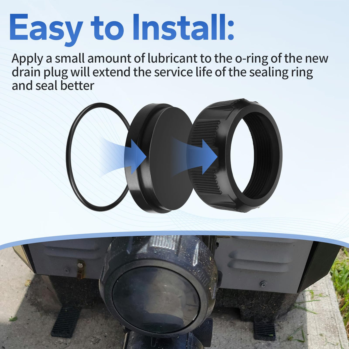 Pulems easy-install drain cap demonstrated for quick replacement in the field.