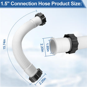 Pulems Intex-compatible hose fits above-ground filters for easy interconnection.