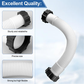 Pulems pool filter to pump interconnecting hose enables efficient water circulation.