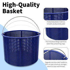 Pulems 7-inch top-diameter skimmer basket designed for easy cleaning.