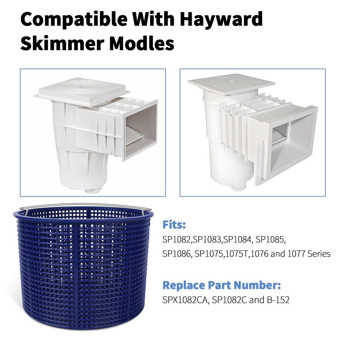 Pulems skimmer basket compatible with Hayward SP1083-1086 series for efficient debris capture.