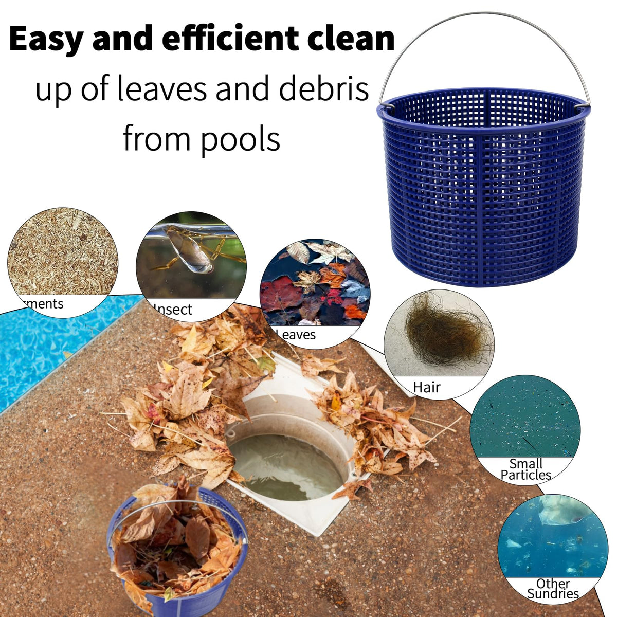 Heavy-duty plastic skimmer basket with sturdy construction for all weather.