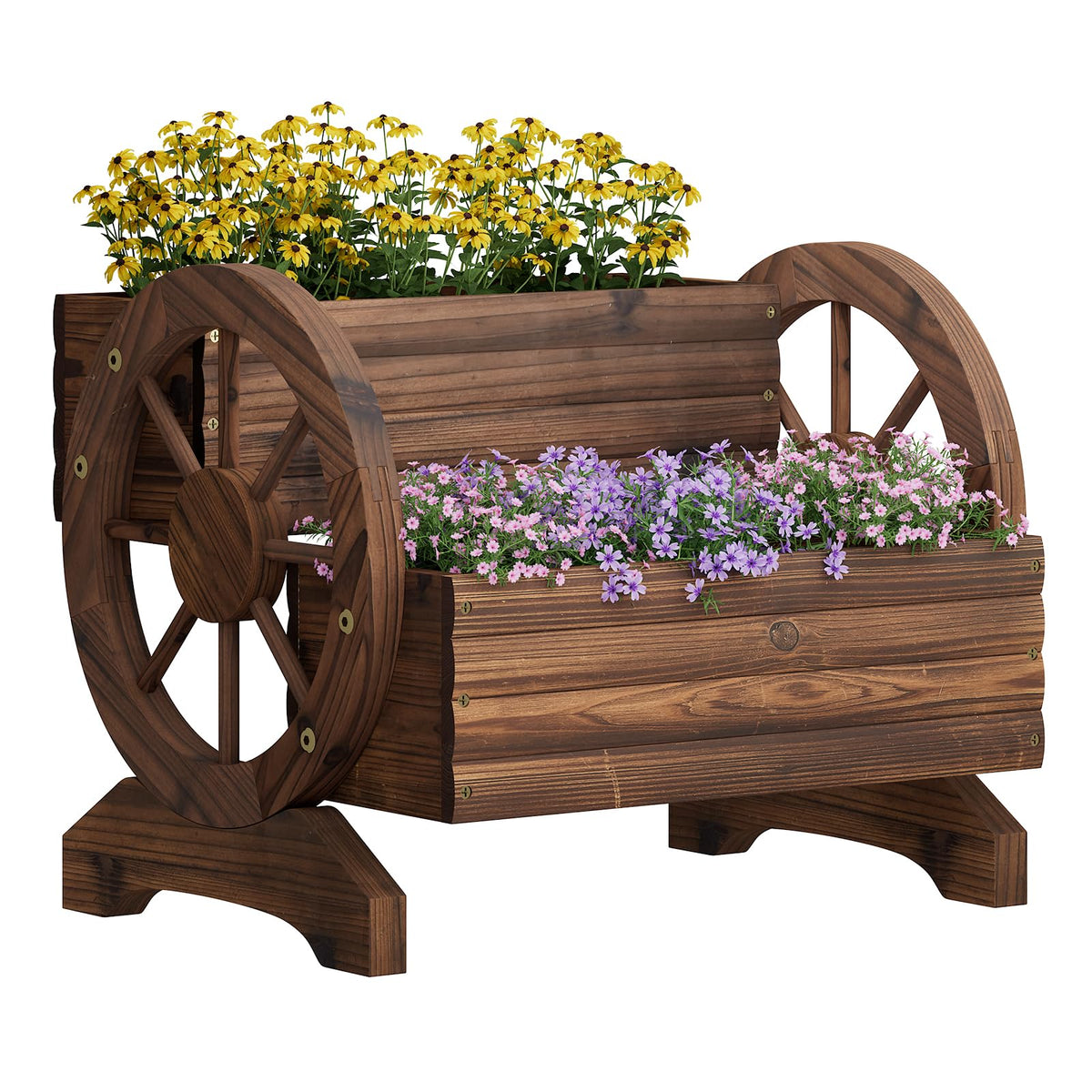 PULIJIAJU wagon planter cart with weathered finish for humid environments