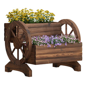 PULIJIAJU wagon planter cart with weathered finish for humid environments