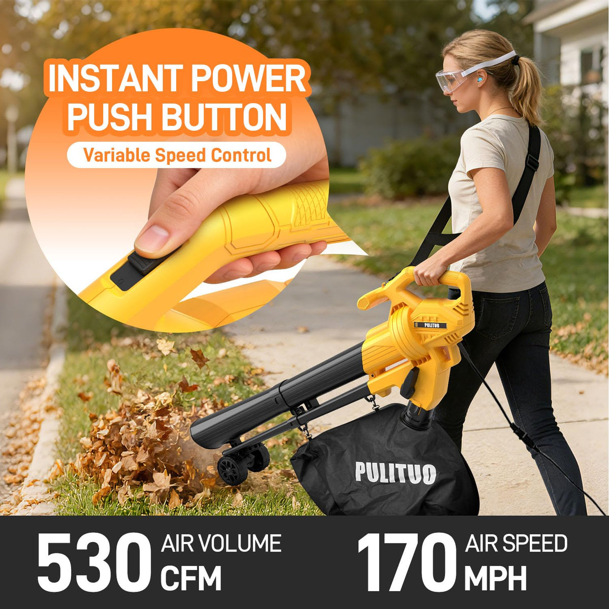 PULITUO 15to1 mulch ratio demonstrates efficient leaf mulching.