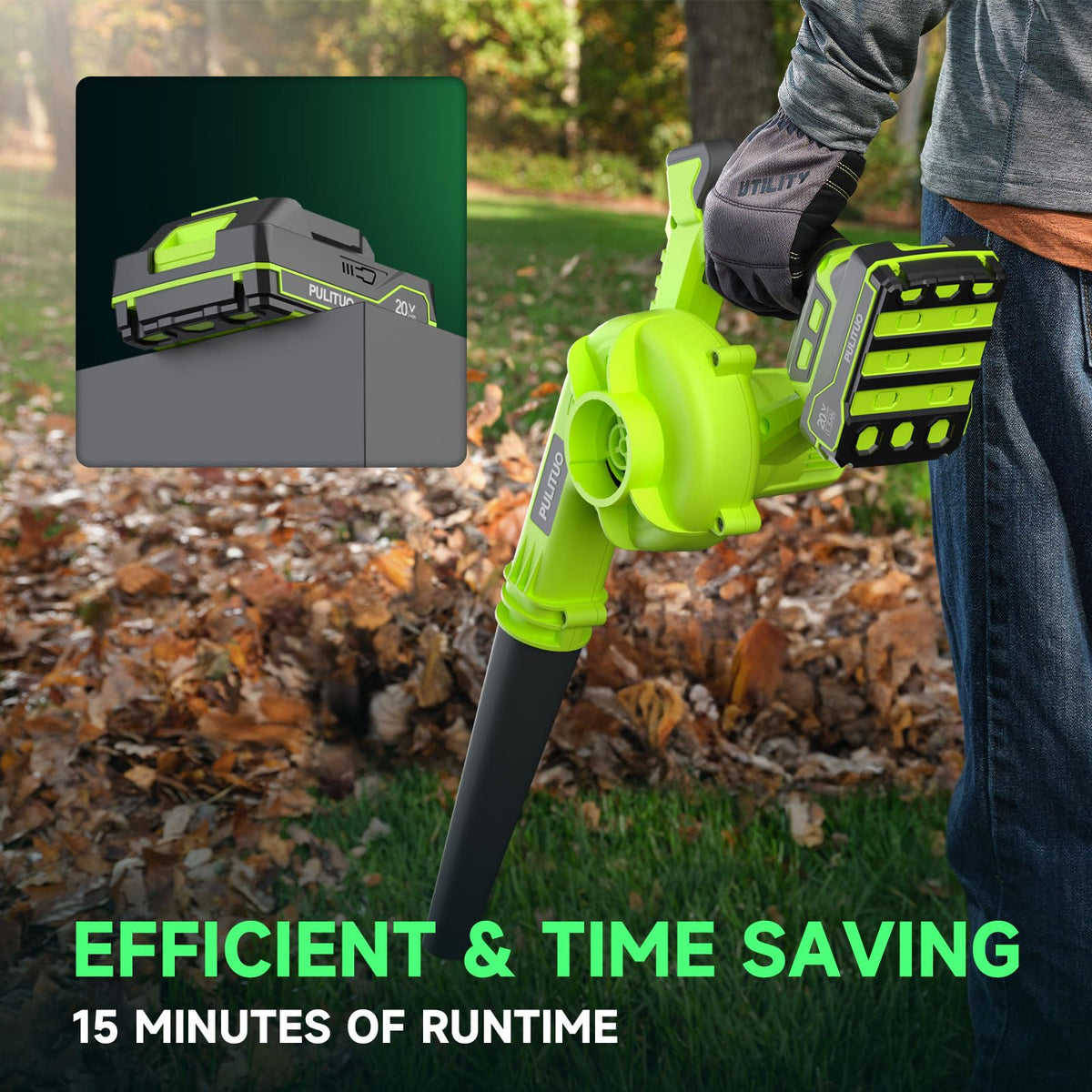 Pulituo leaf blower lightweight design reduces strain during use.