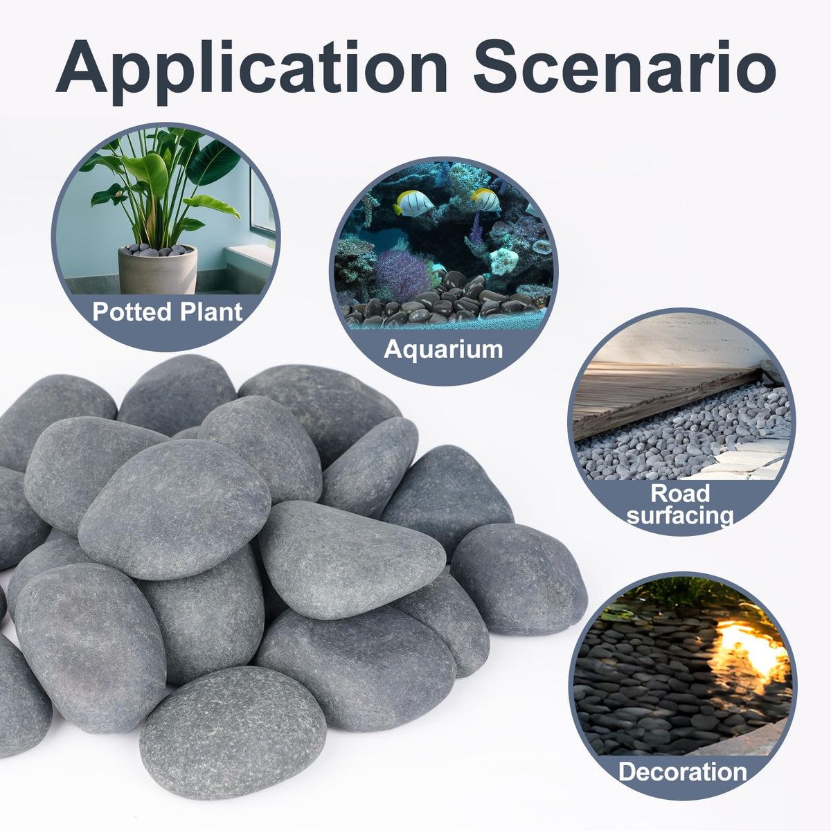 Pulovin decorative pebbles for pots and fairy gardens add texture.
