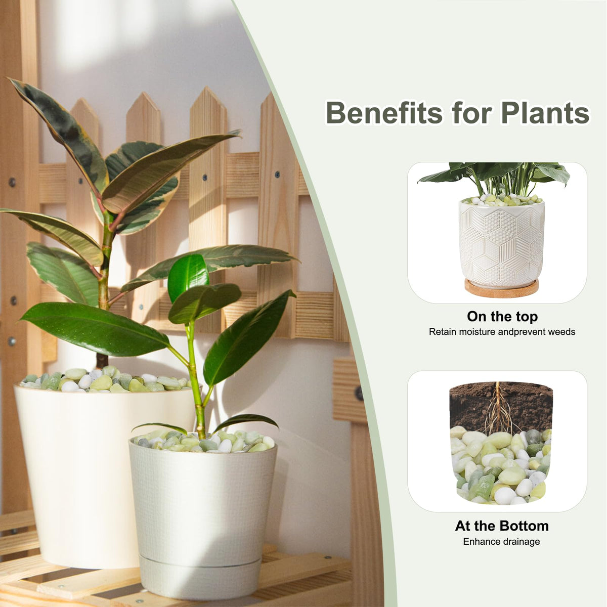 Pulovin jade pebbles in a bamboo display for serene decor