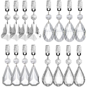 Pumtus crystal teardrop pendant with clip for elegant table setting.