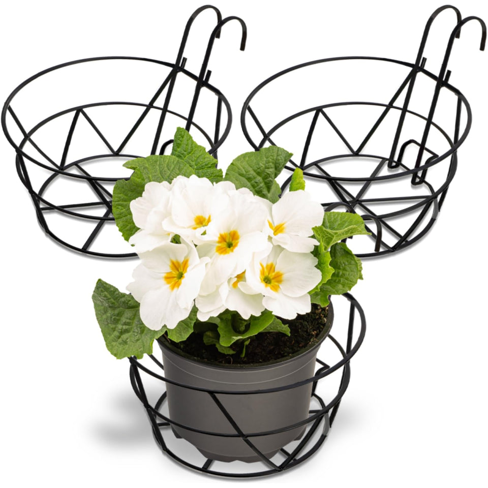 Pumtus 3-pack railing planter holders mounted on a fence for a lush balcony display