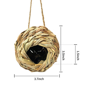 Puninoto grass bird house with hemp rope for hanging.