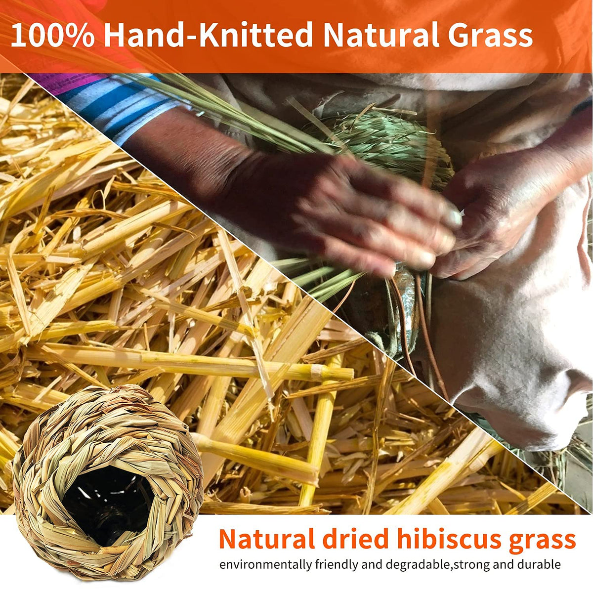 Puninoto hand-woven grass bird nest shows natural texture.