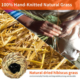 Puninoto hand-woven grass bird nest shows natural texture.