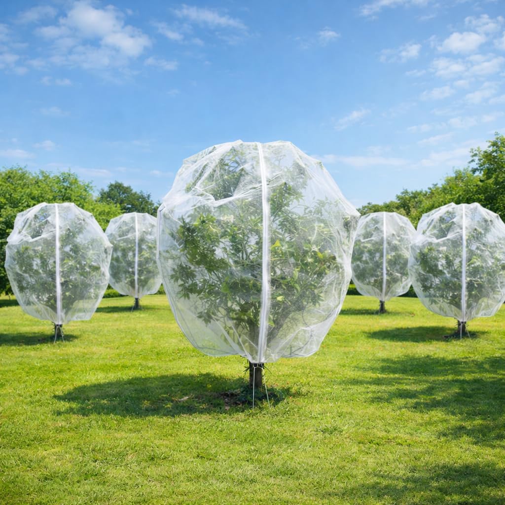 Puobao 5-pack 10x10ft fruit tree netting protects trees from birds.
