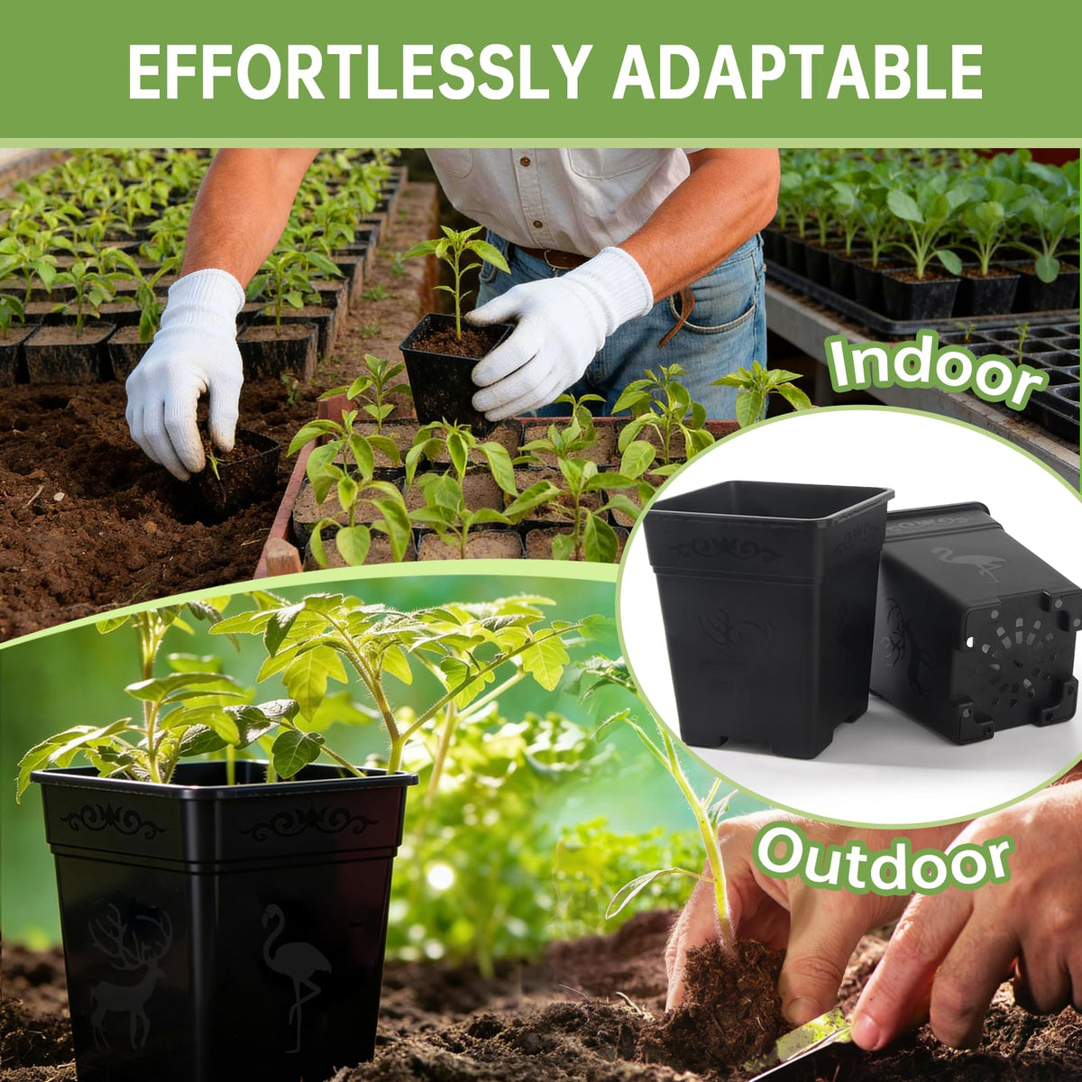 Puobao reusable plastic pots are crack-resistant and easy to clean