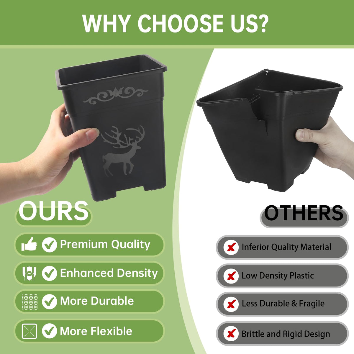 Puobao square planter design saves space on shelves and windowsills