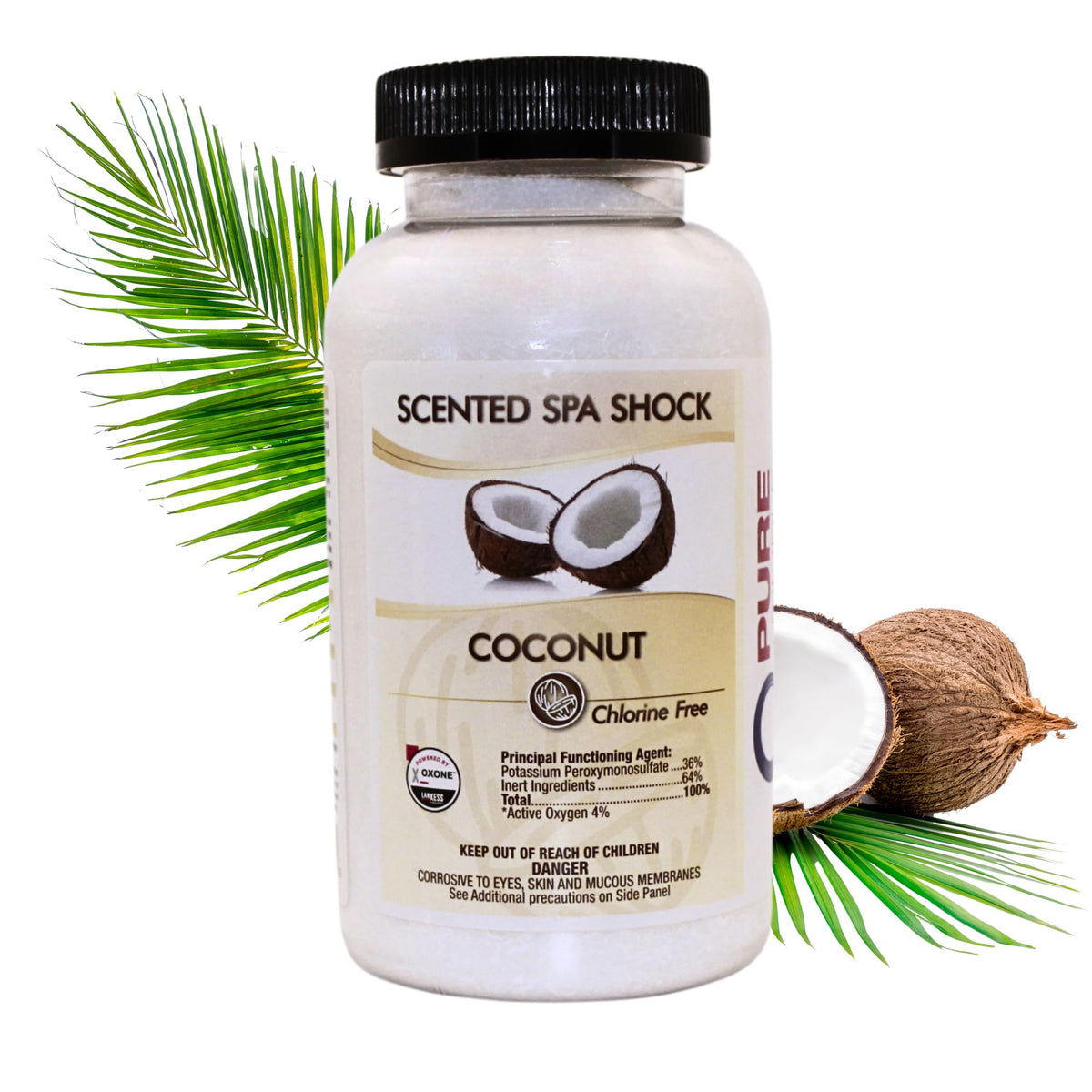 Pure and Simple Coconut Aromatherapy Spa Shock bottle pour enables quick dispersion and pleasant scent