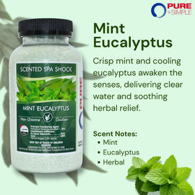 Pure and Simple eucalyptus spa shock bottle-back with usage notes