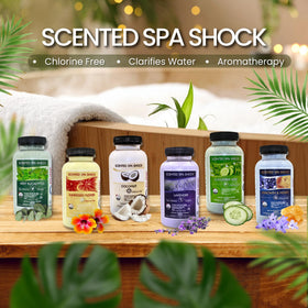 Hands applying eucalyptus spa shock illustrates easy spa maintenance