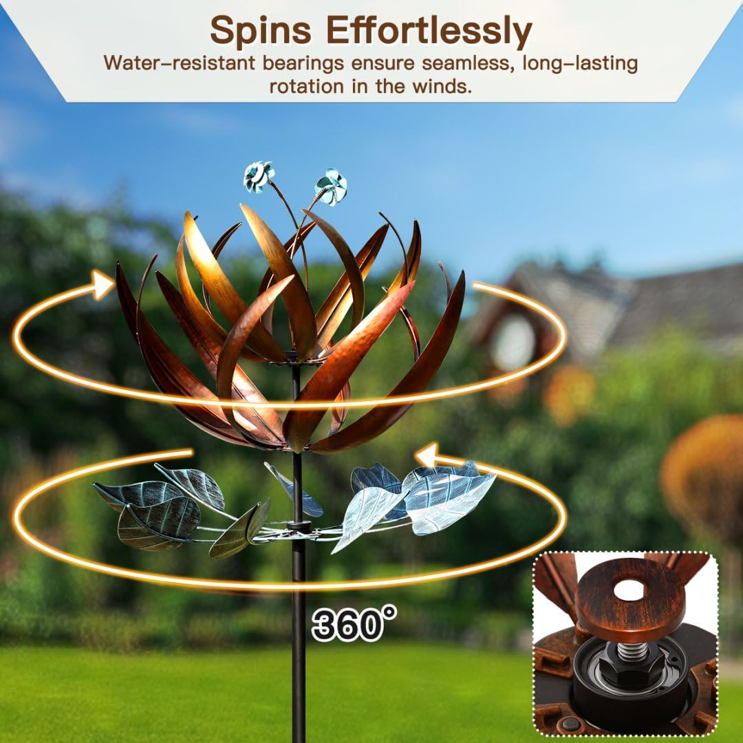 Easy-assembly wind spinner enables quick setup for outdoor spaces.