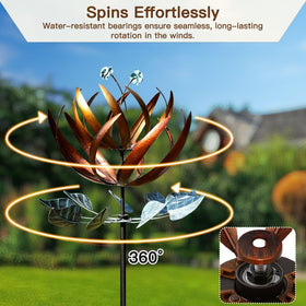 Easy-assembly wind spinner enables quick setup for outdoor spaces.