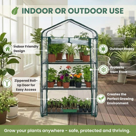 Pure Garden 3-Tier greenhouse PVC cover closeup highlighting clear, heat-trapping panel.
