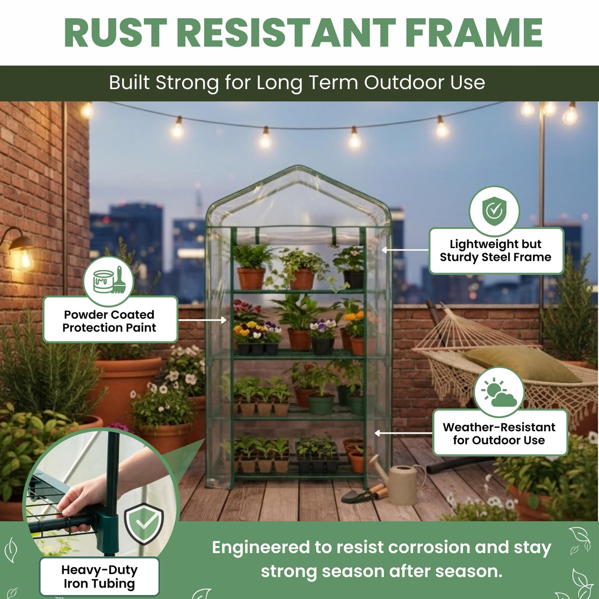 Pure Garden door roll-up vent demonstrates easy access and airflow control.