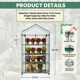 Pure Garden 4 Tier Mini Greenhouse assembly in minutes without tools