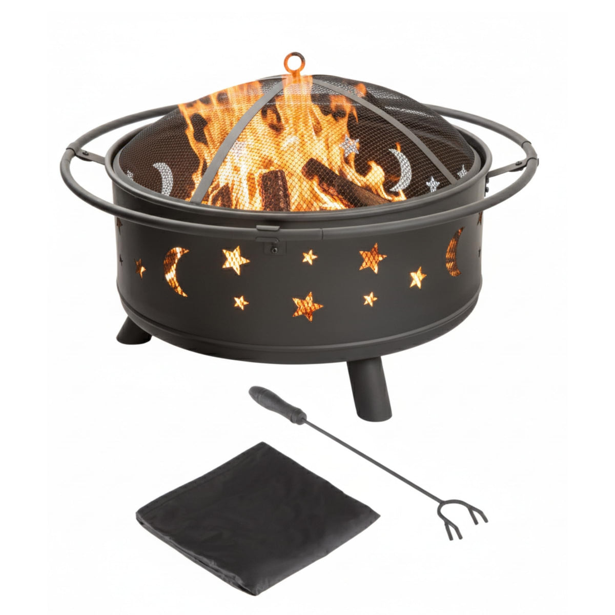Pure Garden 32-inch fire pit emits warm glow for backyard gatherings