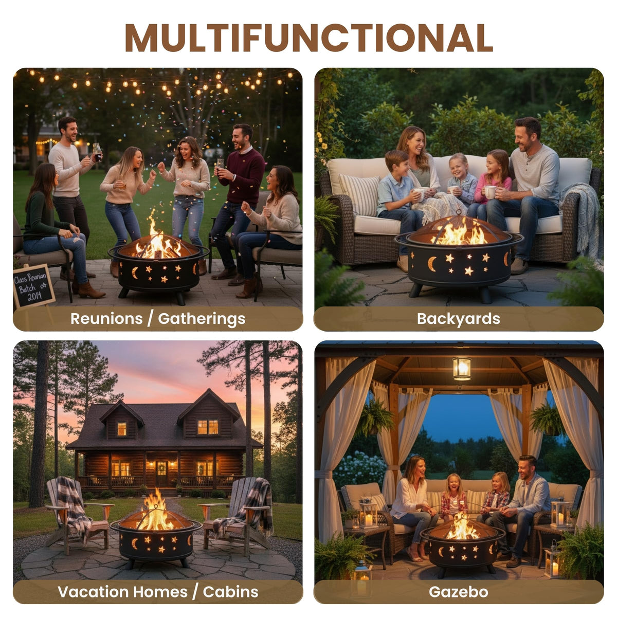 Pure Garden fire pit dimensions help plan outdoor layouts