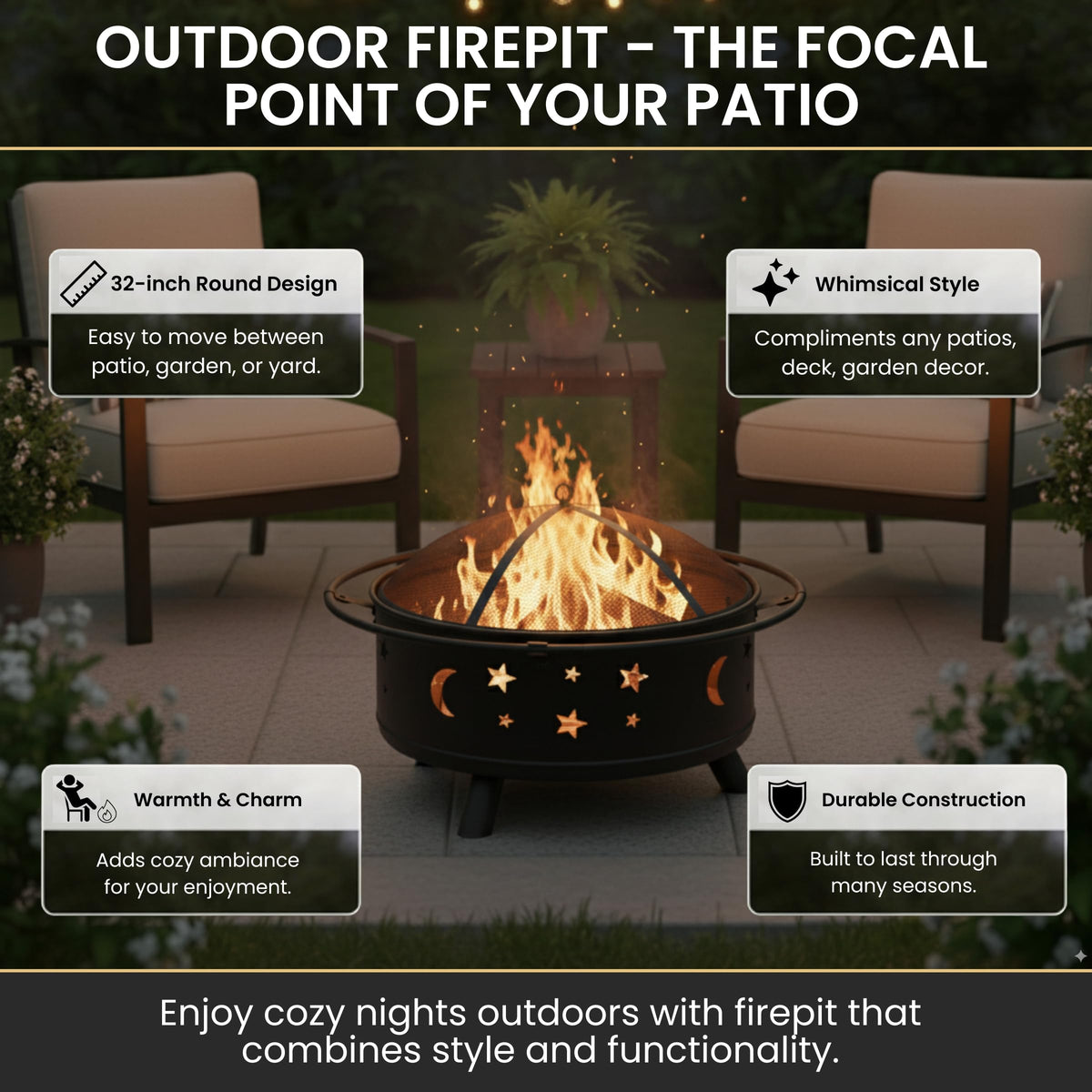Pure Garden fire pit screen keeps sparks contained for safe evenings