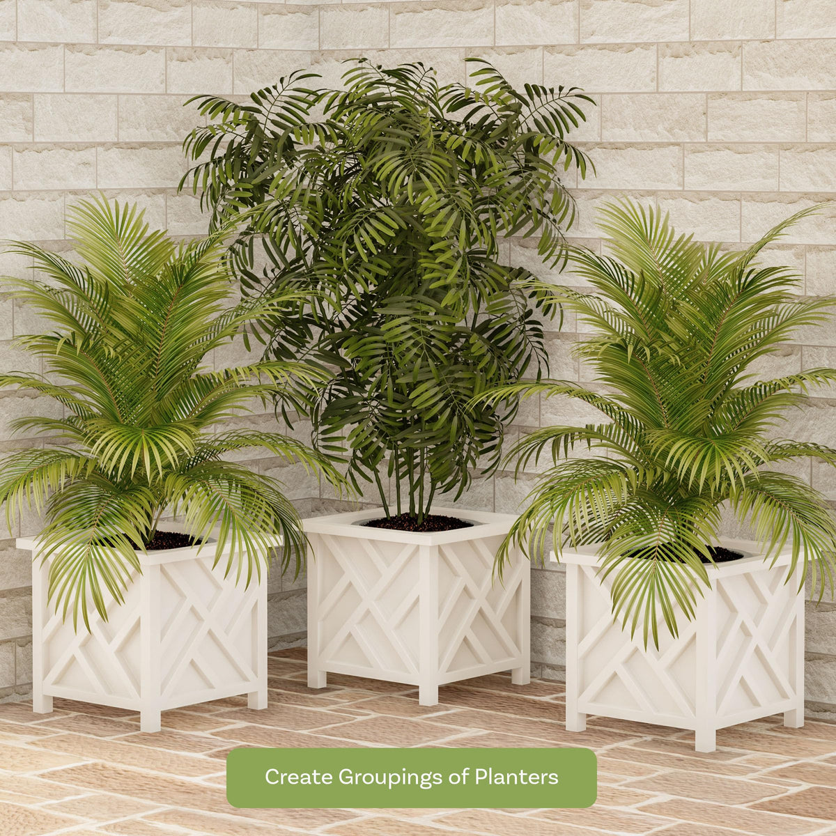 Pure Garden white lattice planter enhances front porch decor year round.