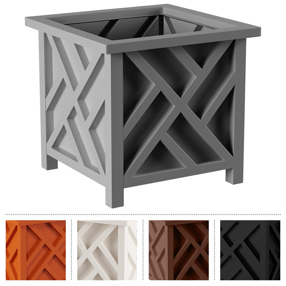 Pure Garden square planter with drainage holes helps plants thrive outdoors.