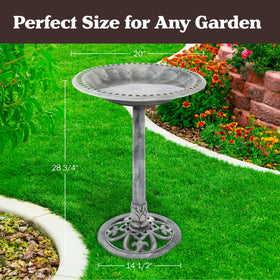 Pure Garden gray weather-resistant bird bath endures seasonal use.