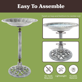 Pure Garden ground-stakes and center pole keep the bird bath steady outdoors.