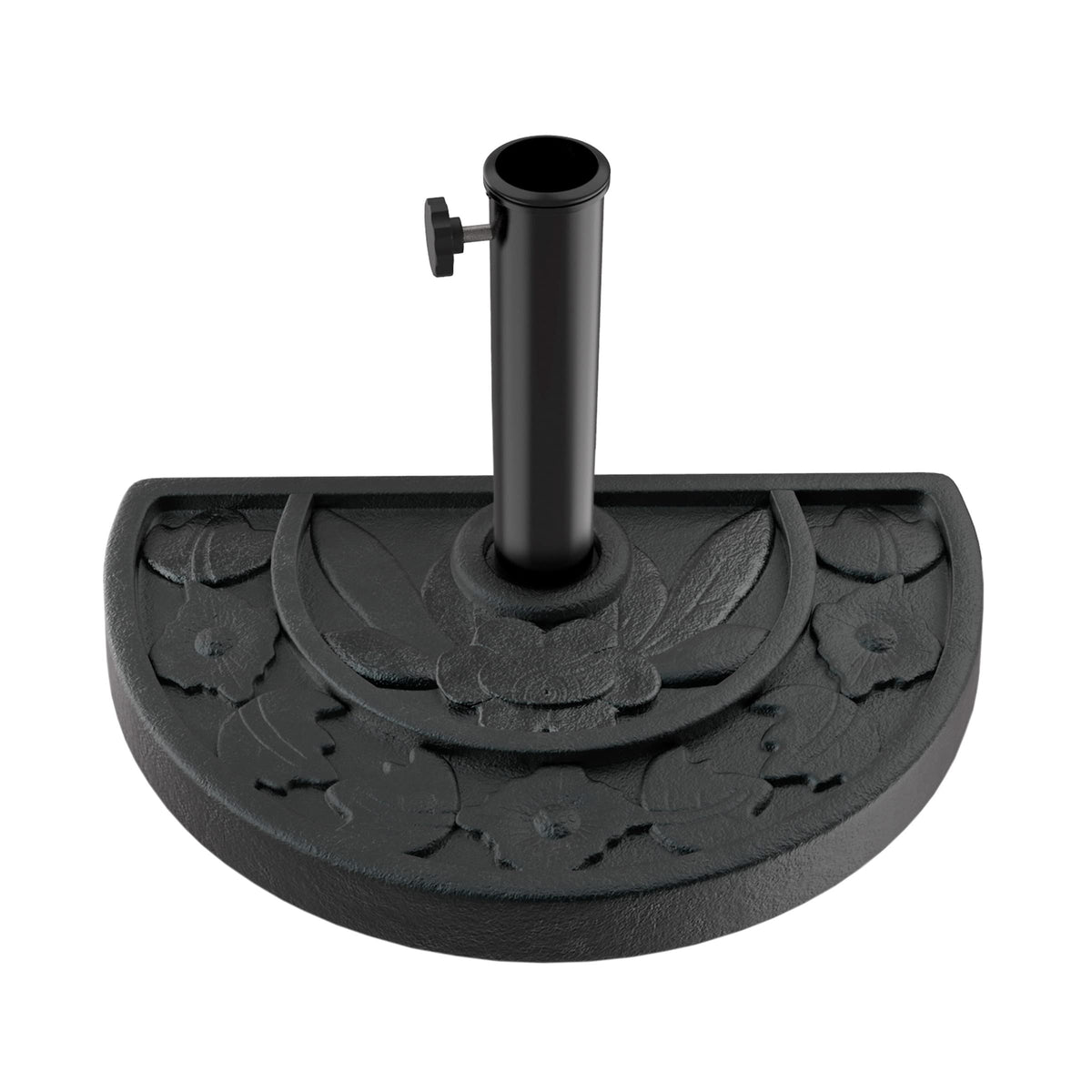 Pure Garden half round base front view in black for wall-flush shade