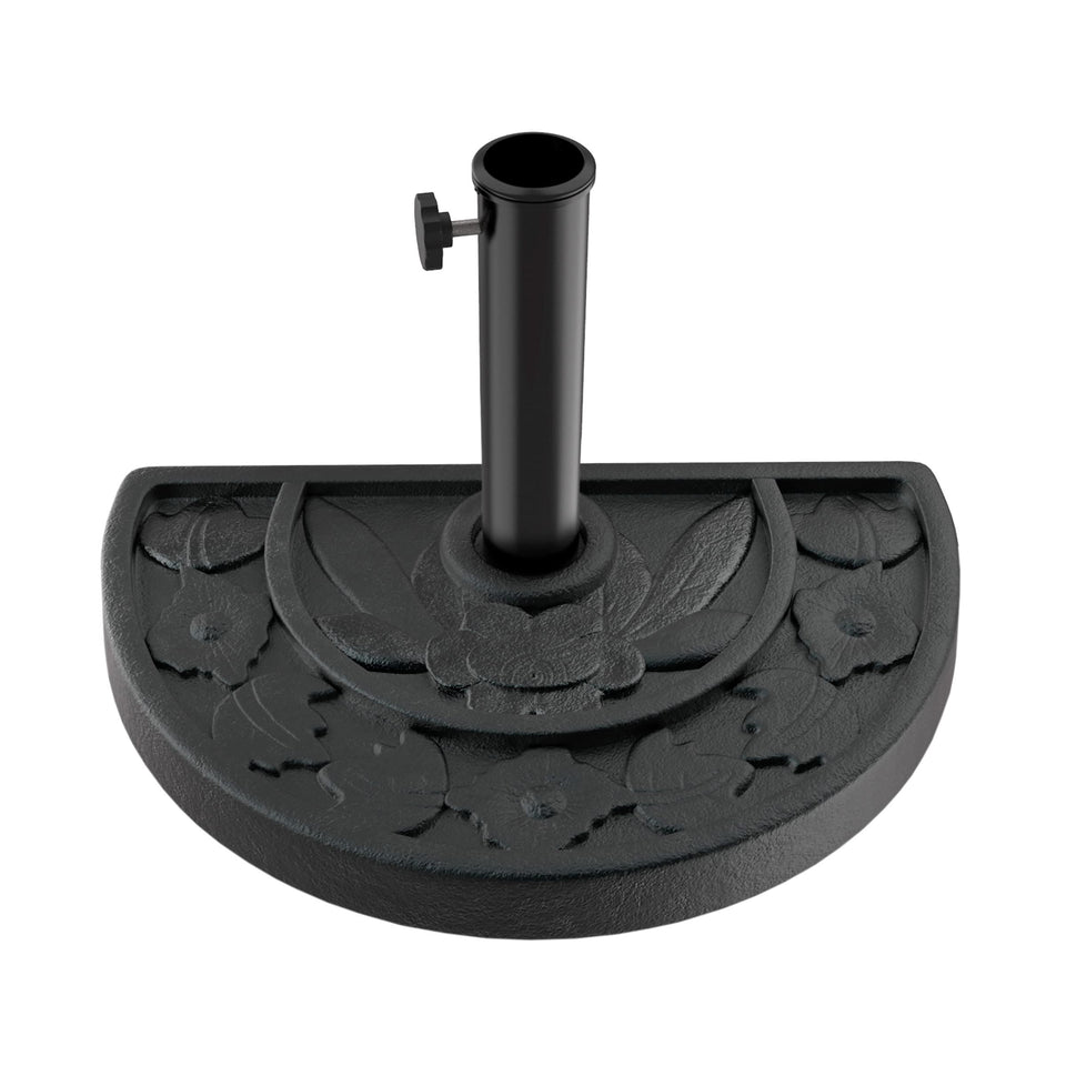 Pure Garden half round base front view in black for wall-flush shade