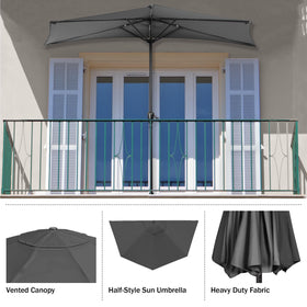 Pure Garden half umbrella gray compact balcony design saves space while shading