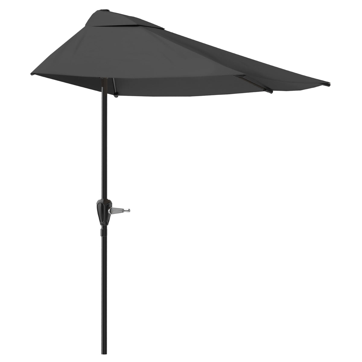 Pure Garden half umbrella gray crank mechanism provides quick shade on a balcony