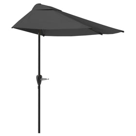 Pure Garden half umbrella gray crank mechanism provides quick shade on a balcony