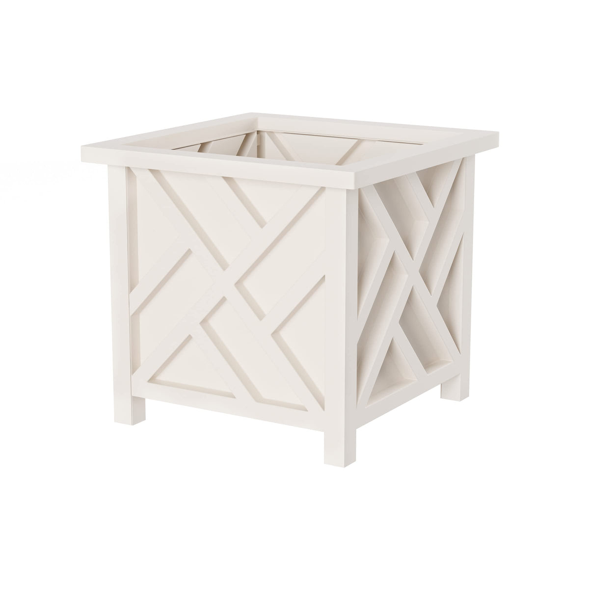Pure Garden lattice design planter box in white for porch landscape.