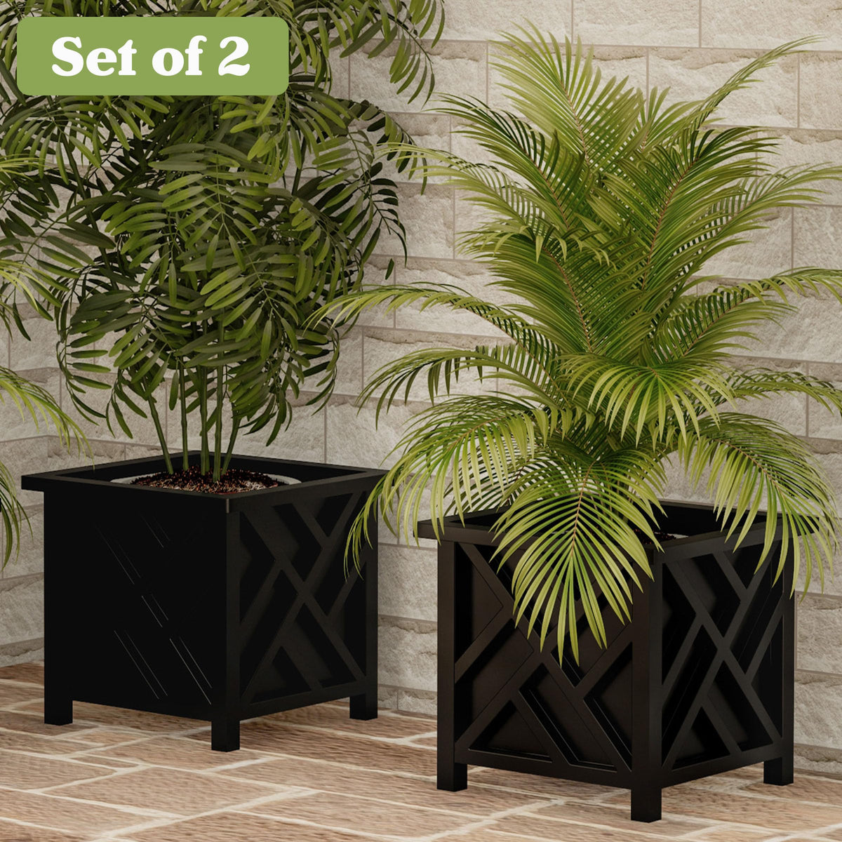Pure Garden lattice planters side view shows sturdy polypropylene construction