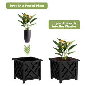 Pure Garden lattice design planters top view highlights open bottom drainage