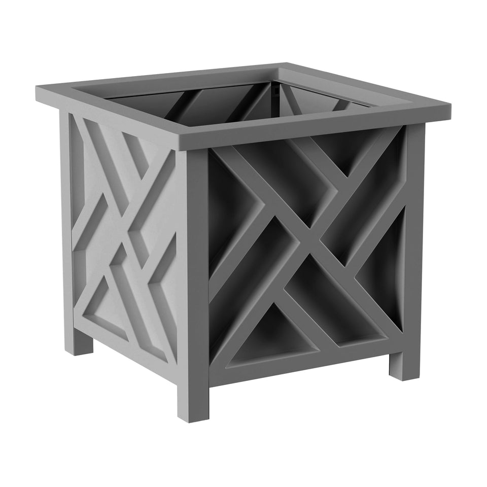Pure Garden lattice planter box on the patio adds classic curb appeal and versatile outdoor decor.