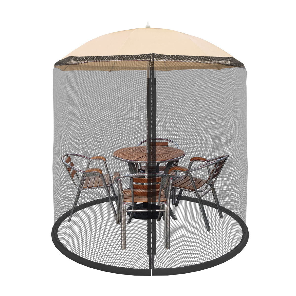 Pure Garden mosquito net for 7.5ft umbrella provides breathable insect protection during outdoor dining.