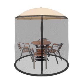 Pure Garden mosquito net for 7.5ft umbrella provides breathable insect protection during outdoor dining.
