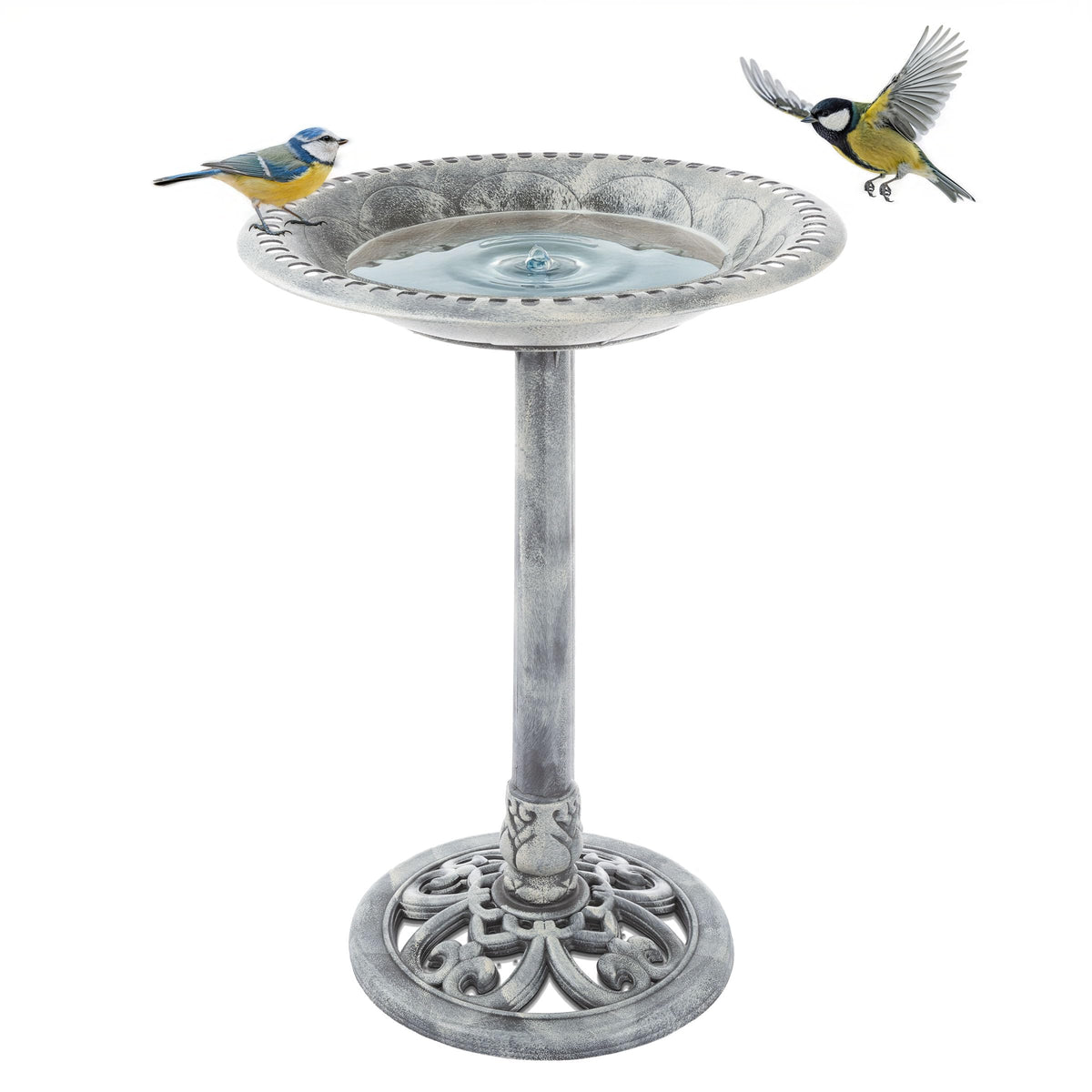 Pure Garden outdoor bird bath pedestal adds a classic focal point for birds and garden beauty.