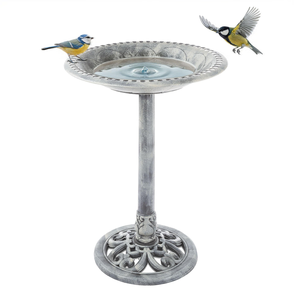 Pure Garden outdoor bird bath pedestal adds a classic focal point for birds and garden beauty.