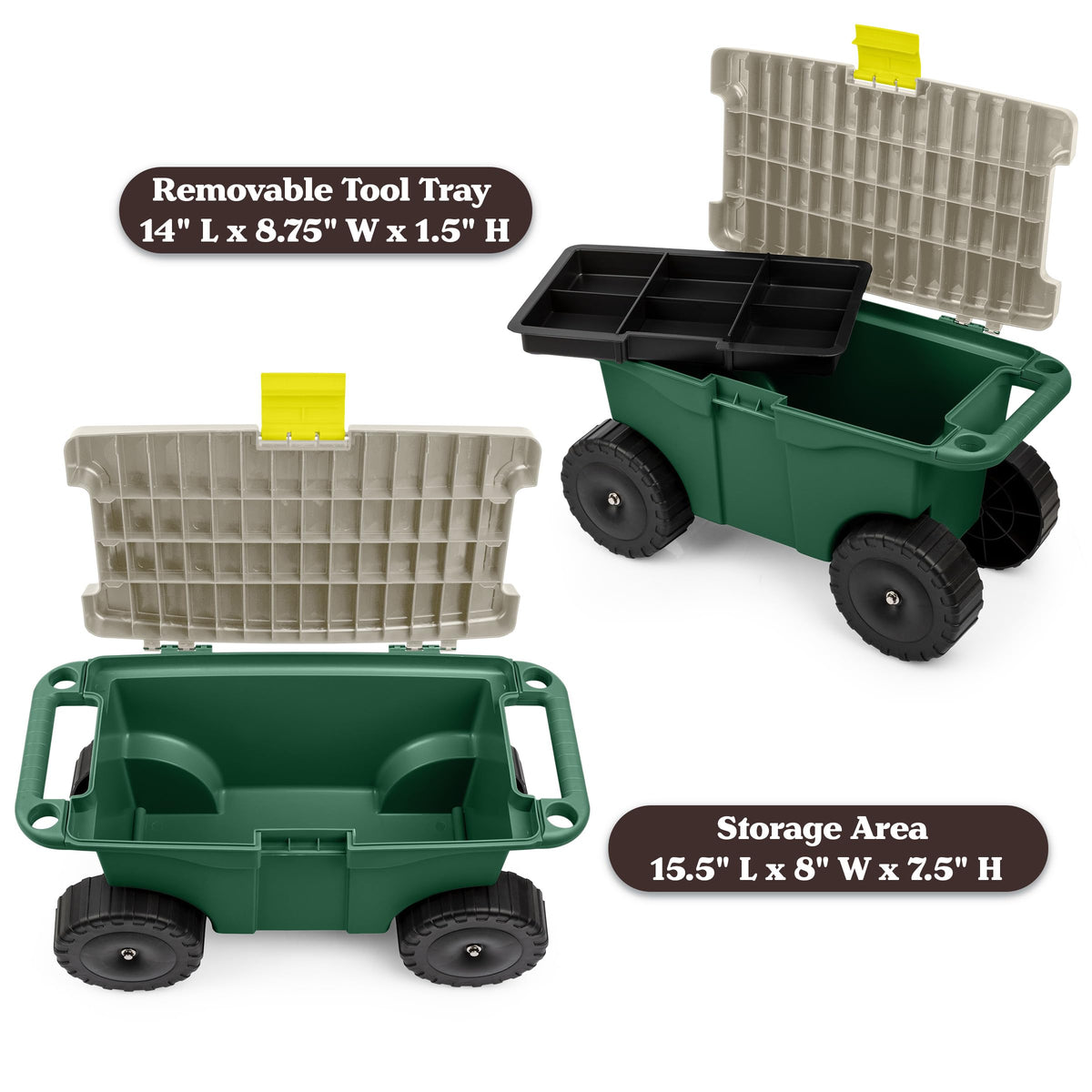 Pure Garden plastic construction: durable, lightweight garden trolley for home tasks.