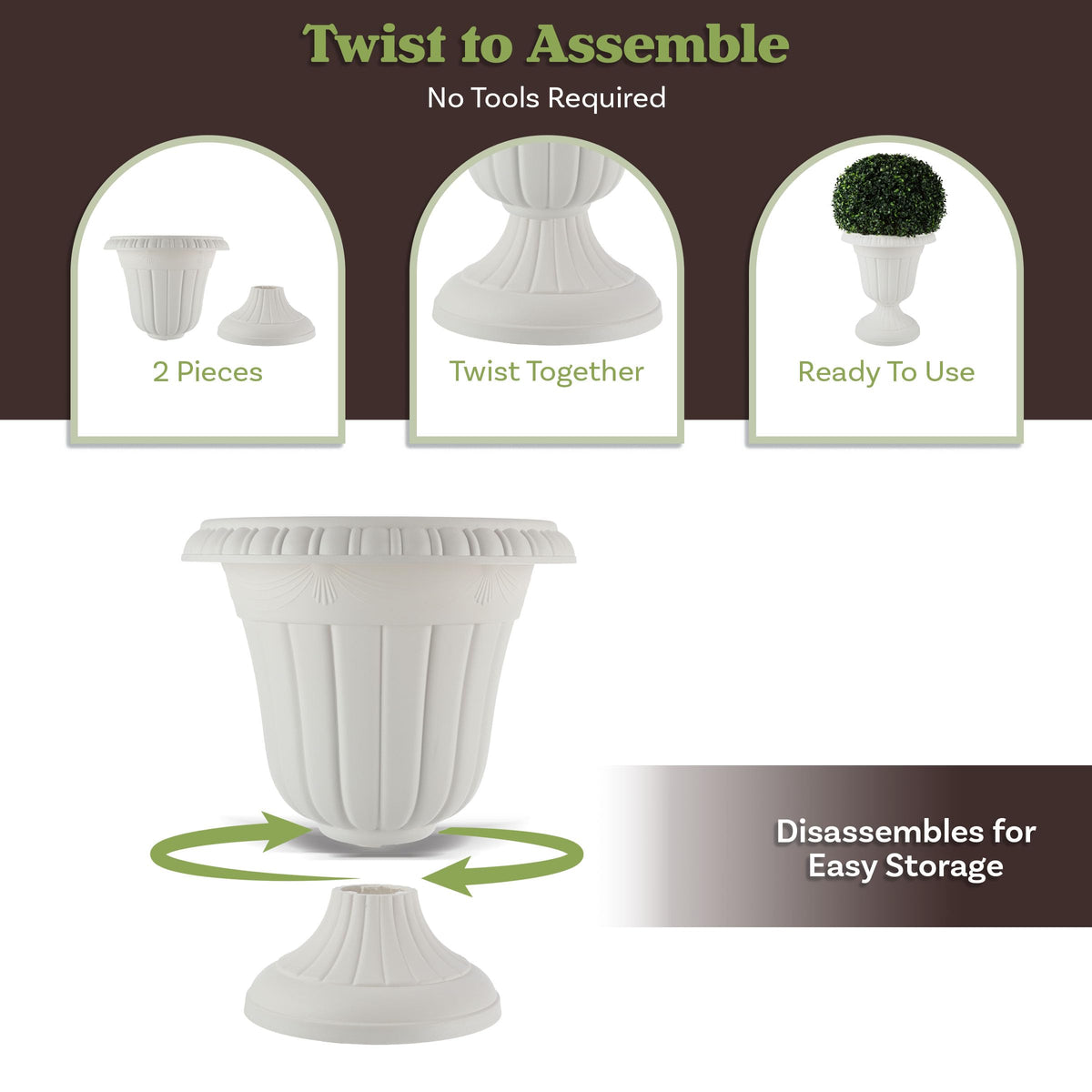 Pure Garden portable urn planters, lightweight for easy handling